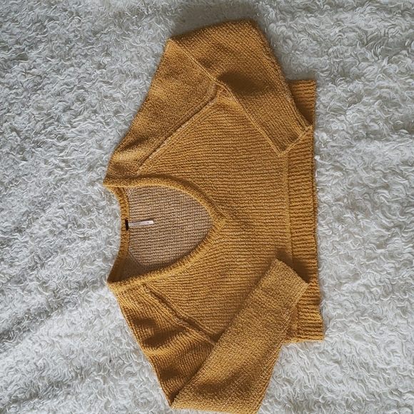 Free People De Soleil  Pullover  Deep V Neck Slouchy Long Sleeve Crop XS Sweater - Picture 6 of 9